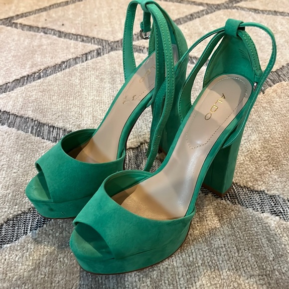 Aldo Shoes - Aldo green suede high platform heels
